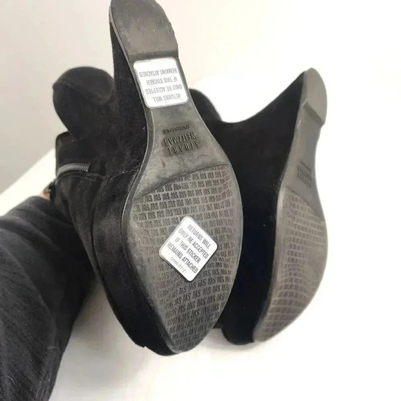 Stuart Wietzman modern anti gravity heelless suede platform booties - Picture 4 of 11